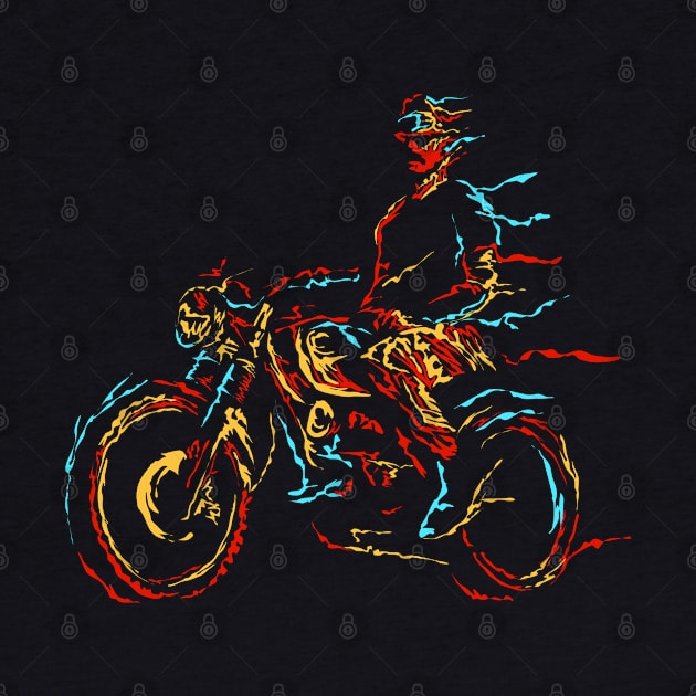 Motorcycle rider abstract colorful by Mako Design 